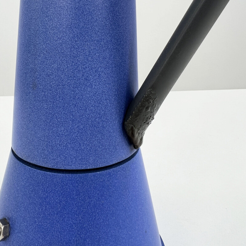 Pair of vintage blue aluminum coffee pots by Ettore Sottsass for Lagostina, 1980s