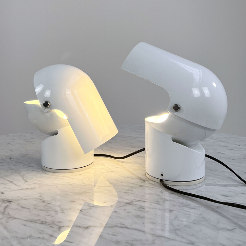 Pair of vintage Pileino white lamps by Gae Aulenti for Artemide, 1970s