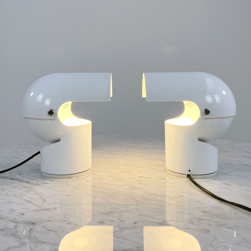 Pair of vintage Pileino white lamps by Gae Aulenti for Artemide, 1970s