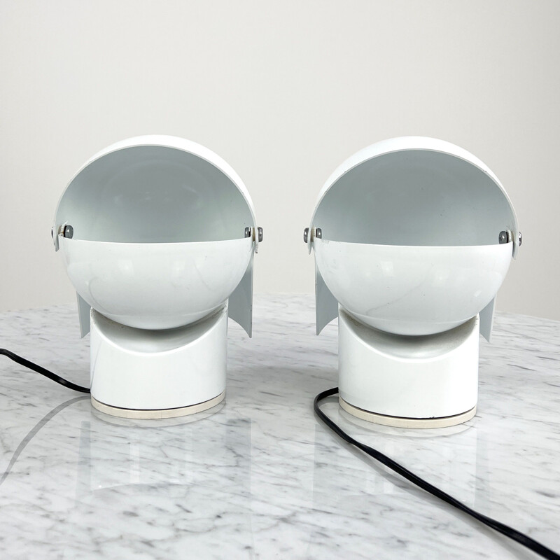 Pair of vintage Pileino white lamps by Gae Aulenti for Artemide, 1970s