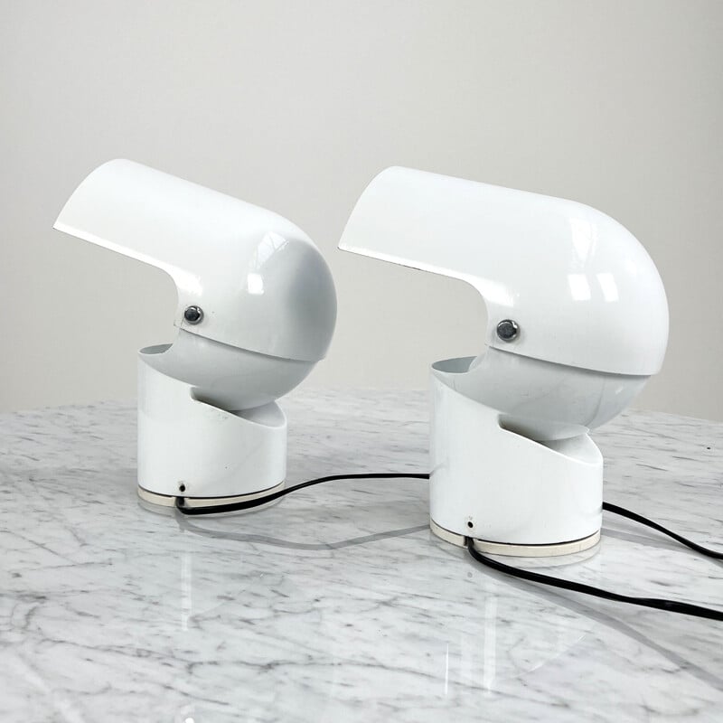 Pair of vintage Pileino white lamps by Gae Aulenti for Artemide, 1970s