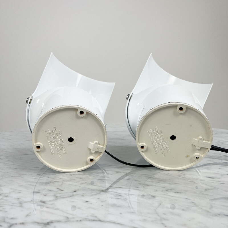 Pair of vintage Pileino white lamps by Gae Aulenti for Artemide, 1970s