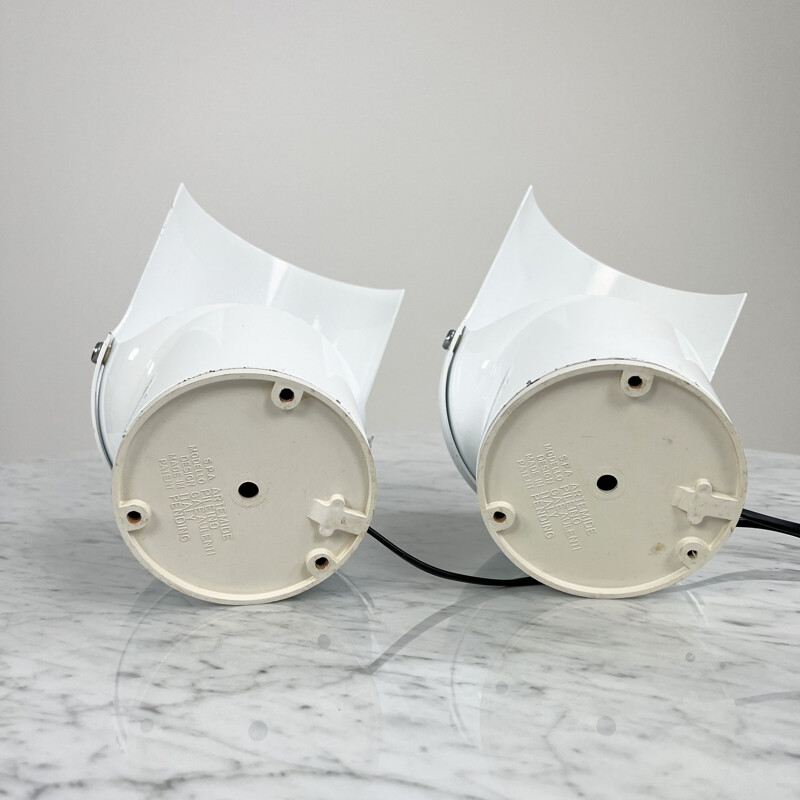 Paire de lampes de table Pileino vintage blanches par Gae Aulenti pour Artemide, 1970