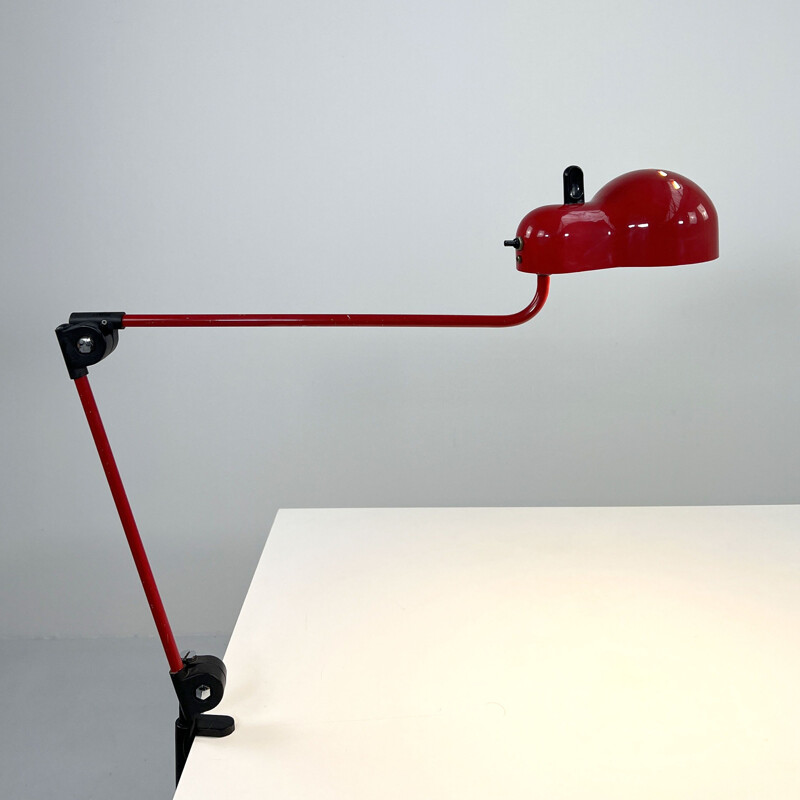 Vintage red Topo lamp by Joe Colombo for Stilnovo, 1970s