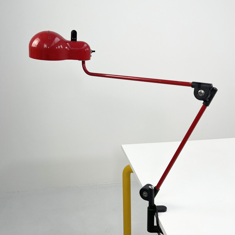 Vintage red Topo lamp by Joe Colombo for Stilnovo, 1970s