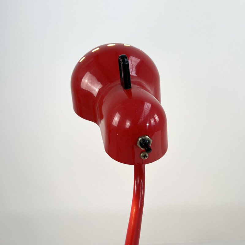 Vintage red Topo lamp by Joe Colombo for Stilnovo, 1970s