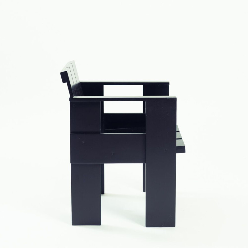 Vintage black laquered Crate armchair  by G.T Rietveld for Cassina, 1934s