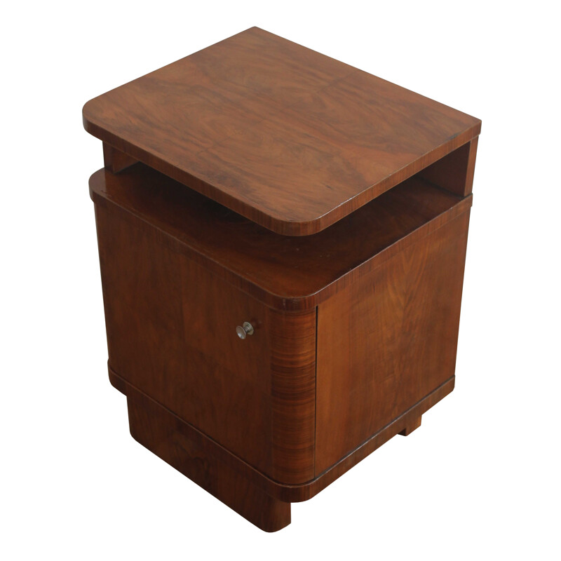 Pair of vintage Art Deco night stand in beechwood, 1930s