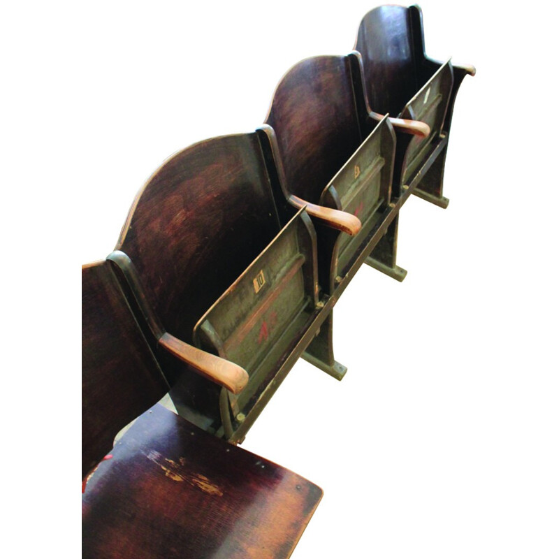 Chaise de cinéma vintage en bois - 1930