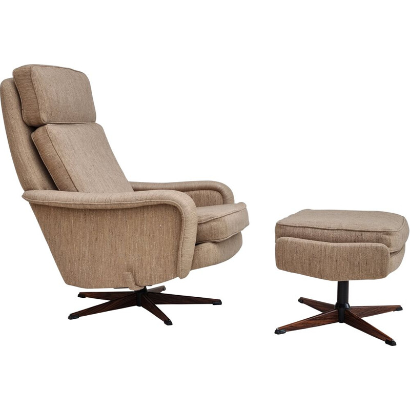 Fauteuil pivotant vintage en laine, Danemark 1970