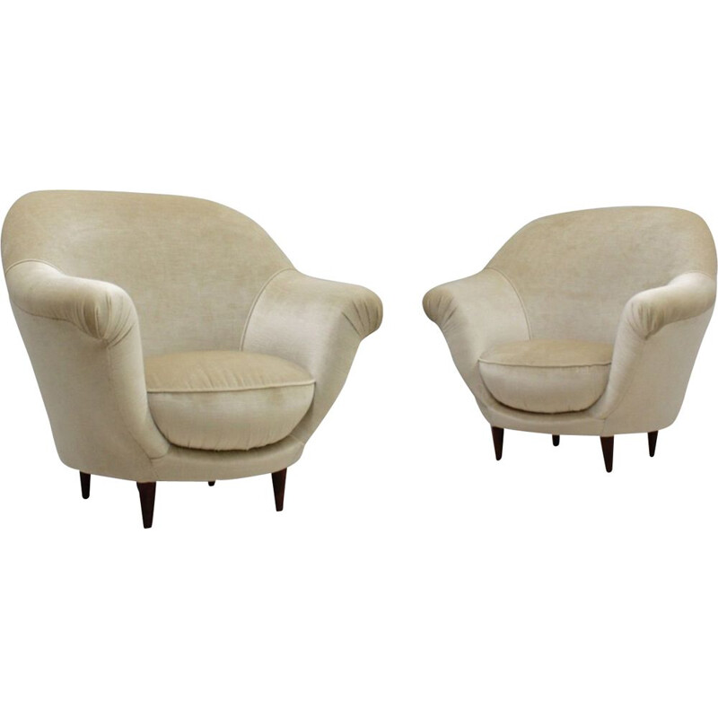 Pareja de sillones vintage de terciopelo de Federico Munari, 1950