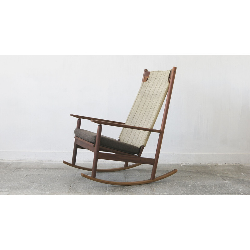 Cadeira de baloiço de teca Vintage de Hans Olsen para Juul Kristensen