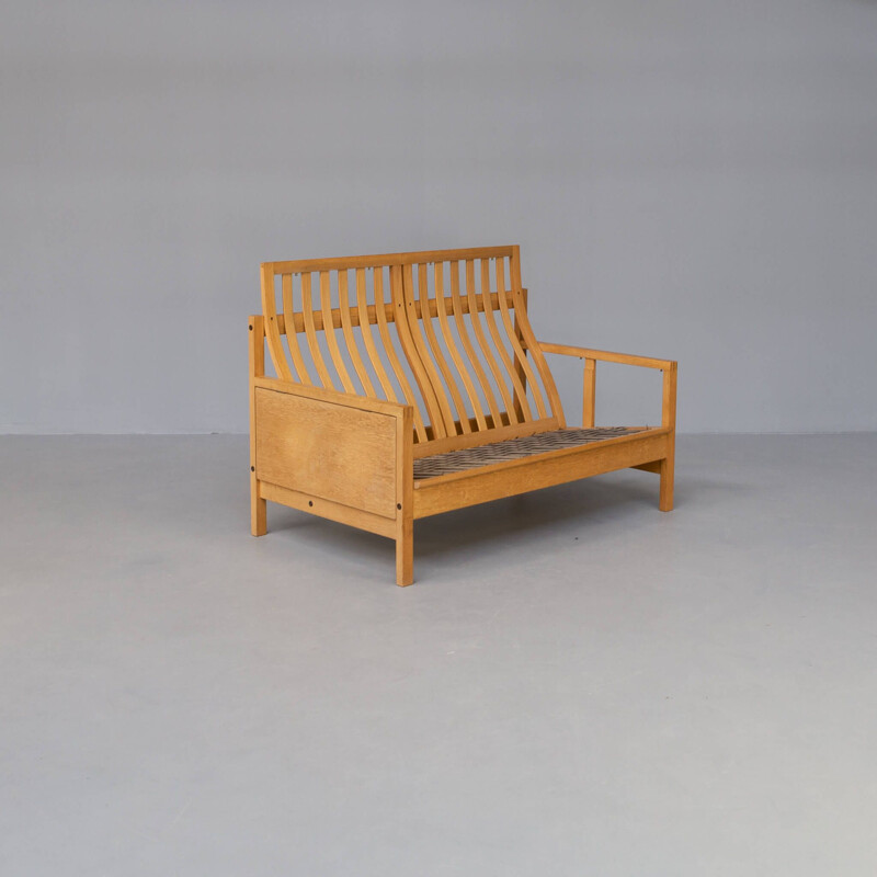 Vintage wooden 2-seater sofa by Borge Mogensen for Fredericia Stolefabrik