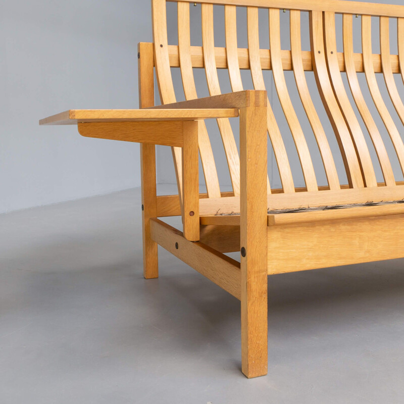 Vintage wooden 2-seater sofa by Borge Mogensen for Fredericia Stolefabrik