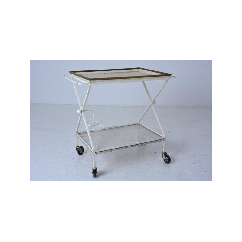Mid century serving trolley with removable tray, Mathieu MATEGOT - 1950s