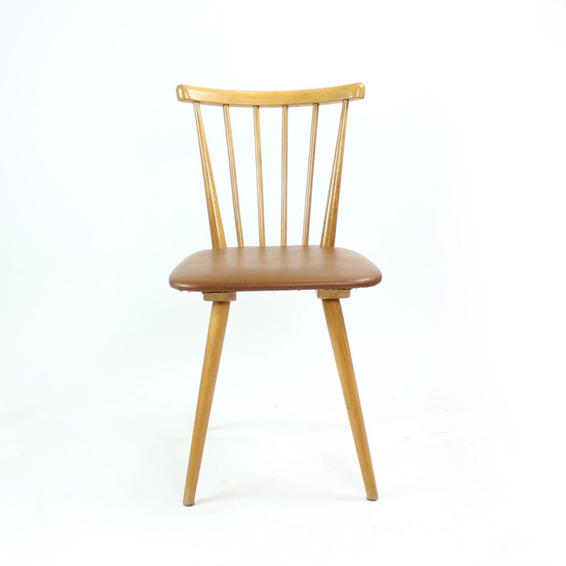 Vintage oak and leatherette chair, Czechoslovakia 1960