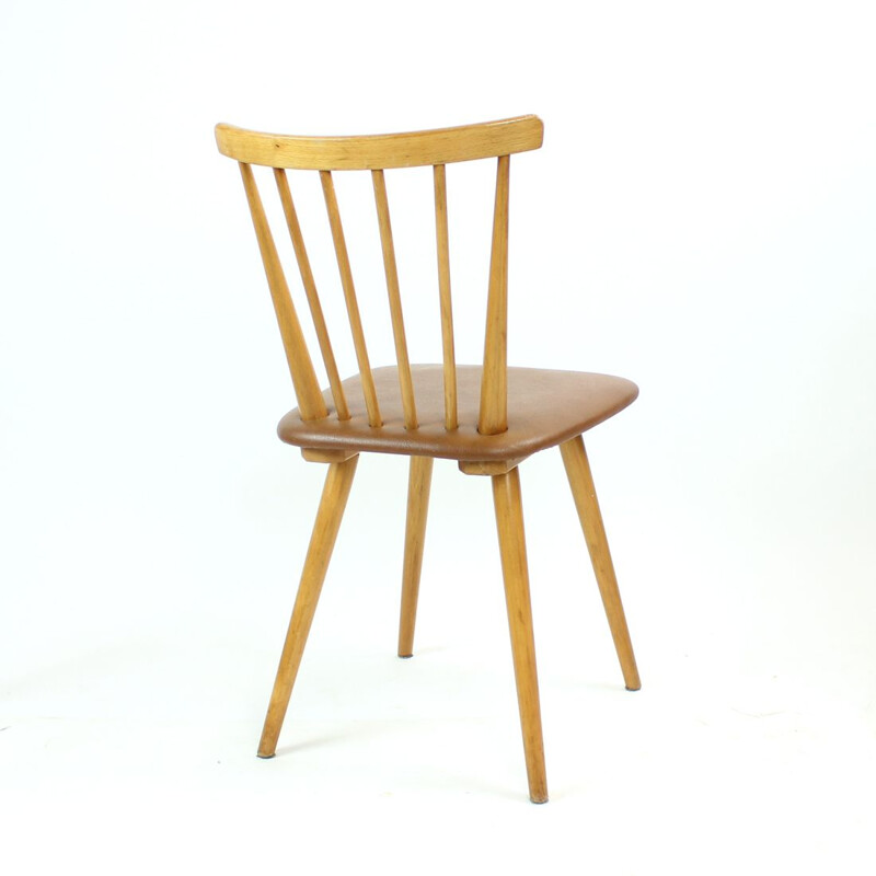 Vintage oak and leatherette chair, Czechoslovakia 1960