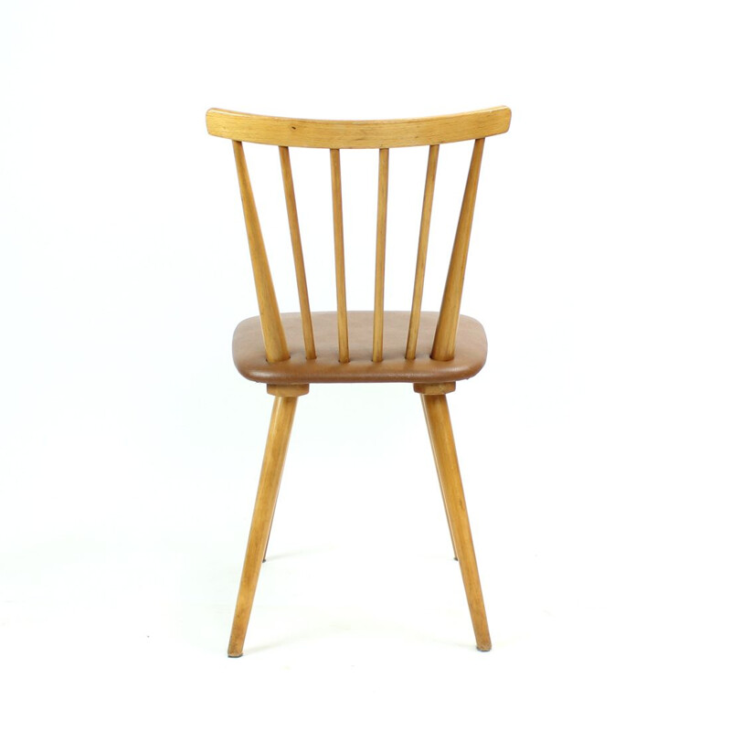 Vintage oak and leatherette chair, Czechoslovakia 1960