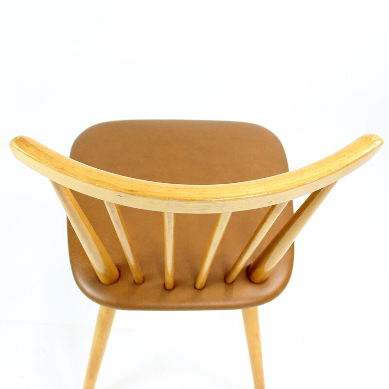 Vintage oak and leatherette chair, Czechoslovakia 1960