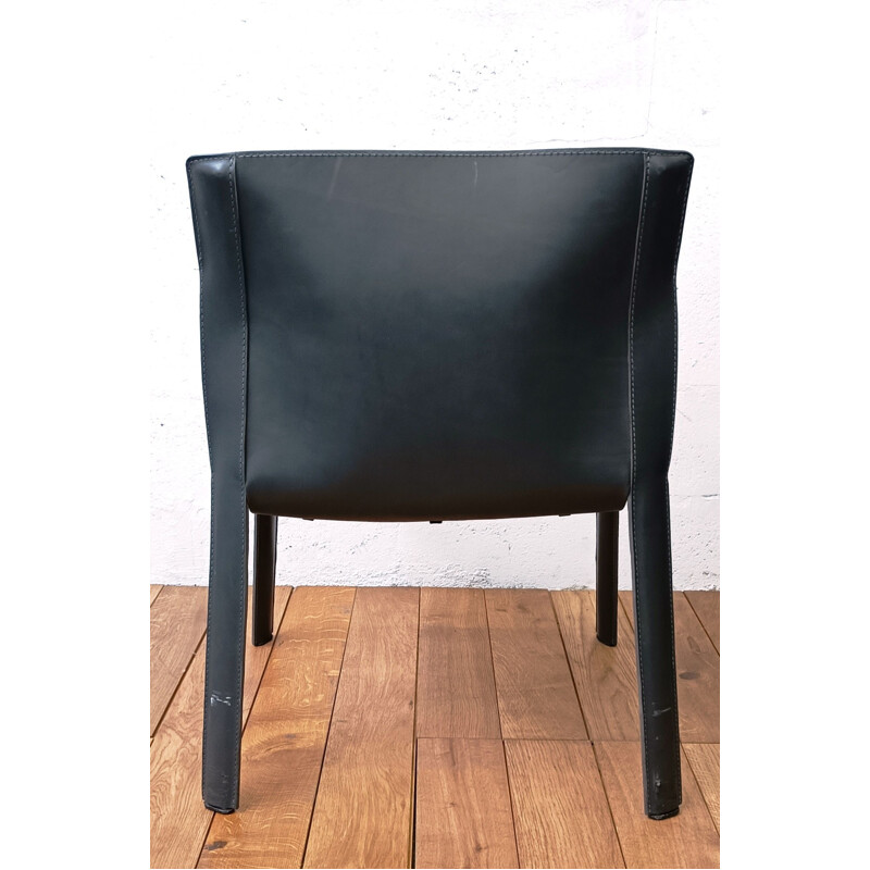 P90 vintage stoelen in metaal en grijs leer van Giancarlo Vegni voor Fasem