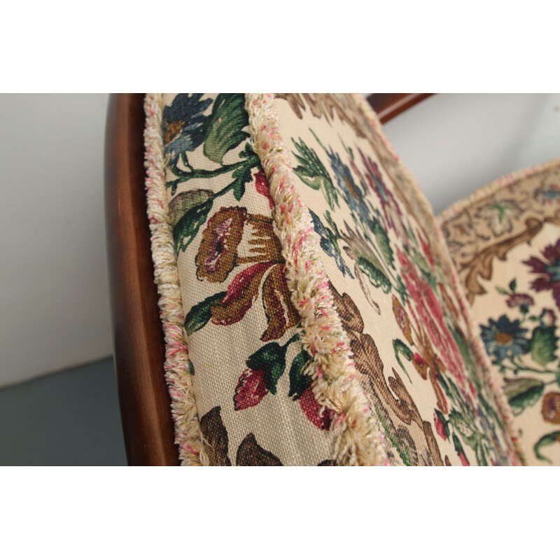 Poltrona Vintage inglesa com tecido floral de Luigi Ercolani para Ercol, 1950