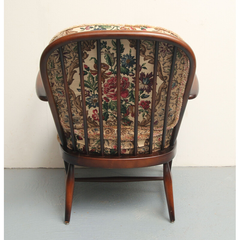 Fauteuil vintage anglais avec tissu floral par Luigi Ercolani pour Ercol, 1950