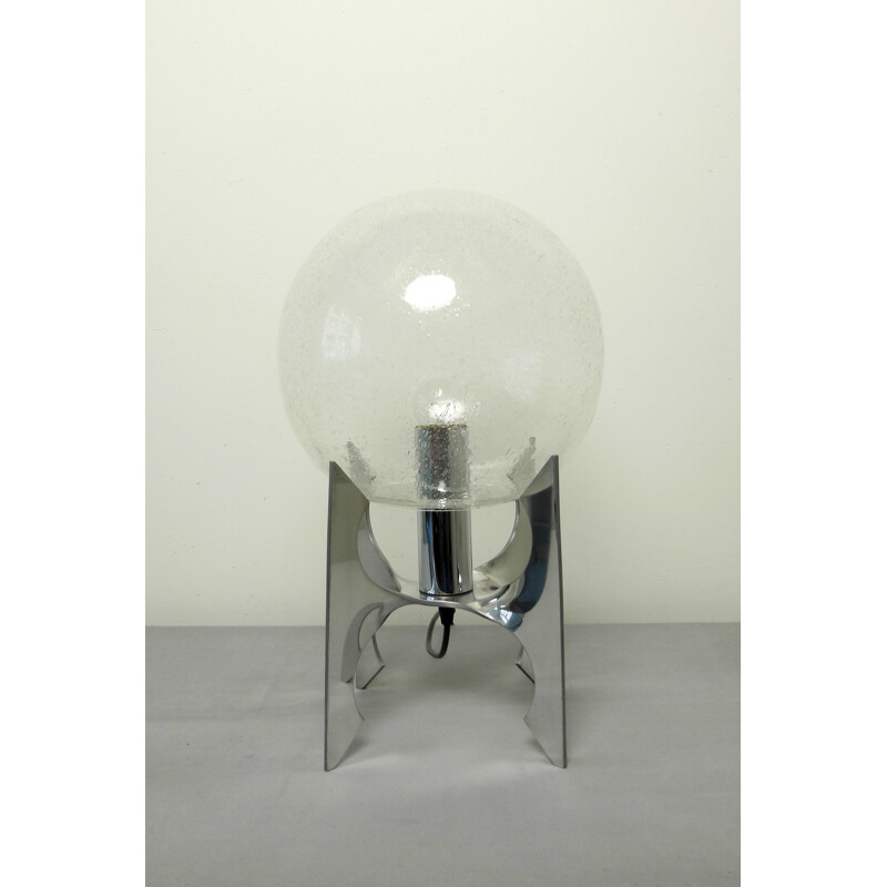 Lampe de table allemande "Apollo" en aluminium et verre - 1970