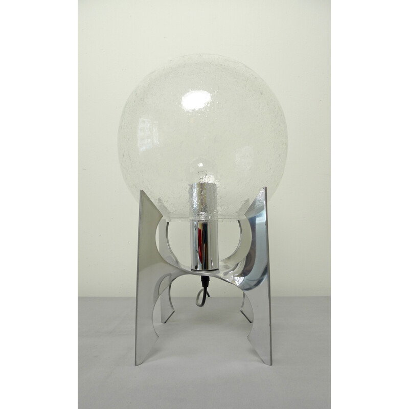 Lampe de table allemande "Apollo" en aluminium et verre - 1970