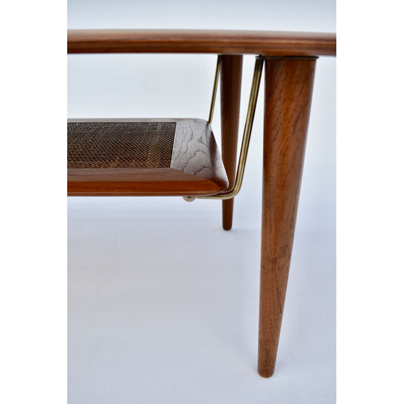 Vintage 516 teak, rattan & brass coffee table by Peter Hvidt & Orla Molgaard Nielsen for France & Son