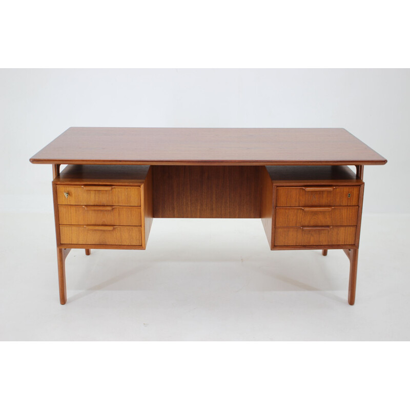 Vintage teak desk model 75 by Gunni Omann for Omann Jun Møbelfabrik, 1960