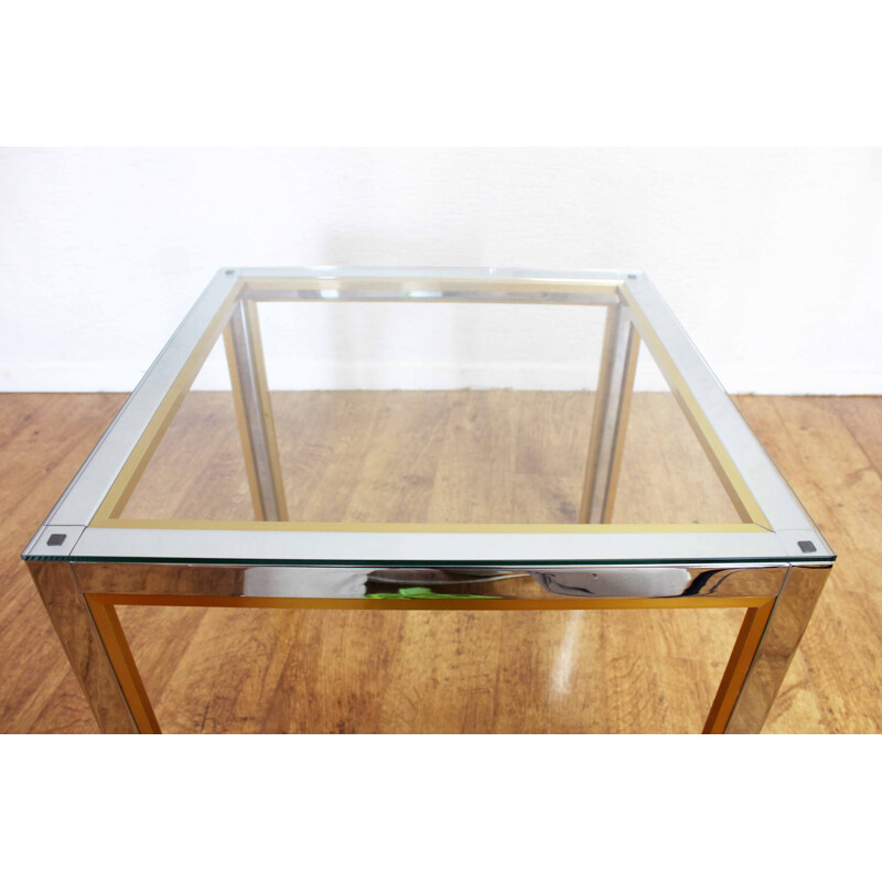Vintage coffee table in chromed steel and glass by Renato Zevi, 1970s