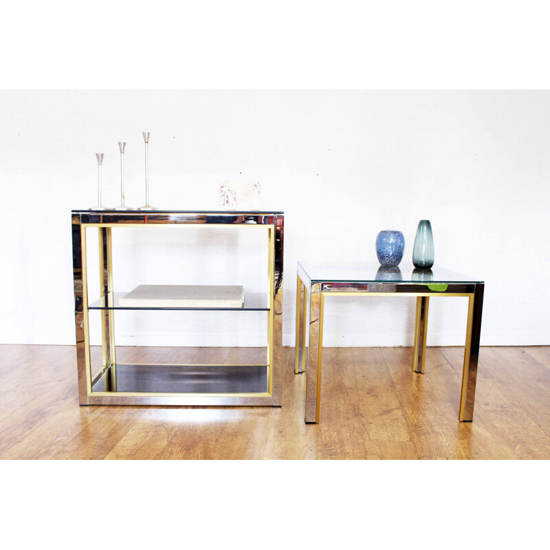 Vintage coffee table in chromed steel and glass by Renato Zevi, 1970s