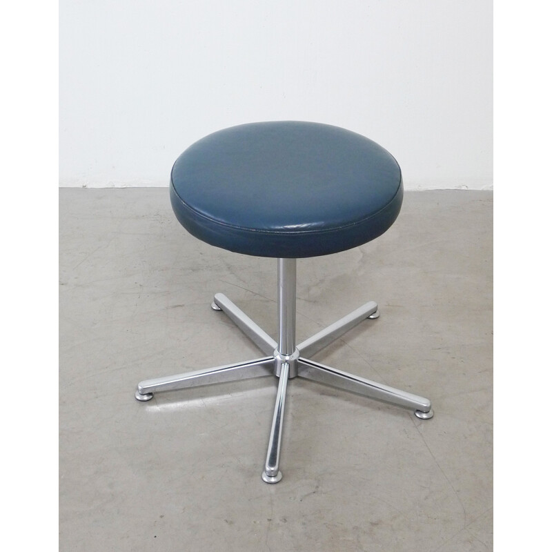 Set of 6 German stools in metal and leather - 1970s