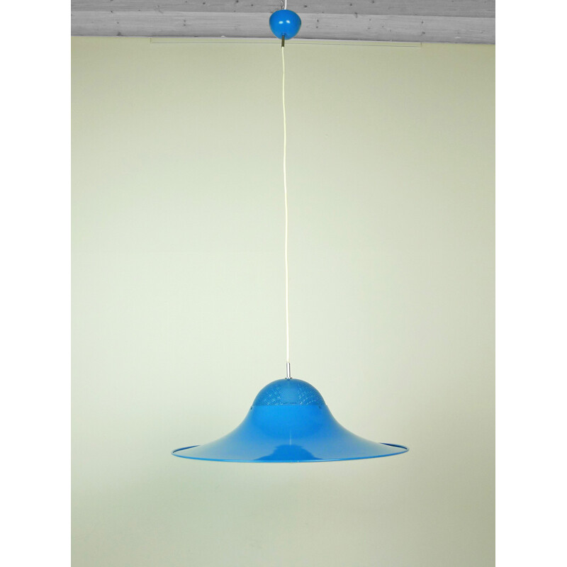 Danish "Tulip" hanging lamp in blue metal - 1960s