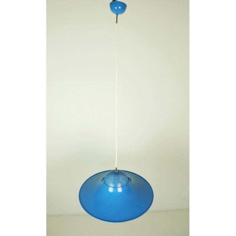 Danish "Tulip" hanging lamp in blue metal - 1960s