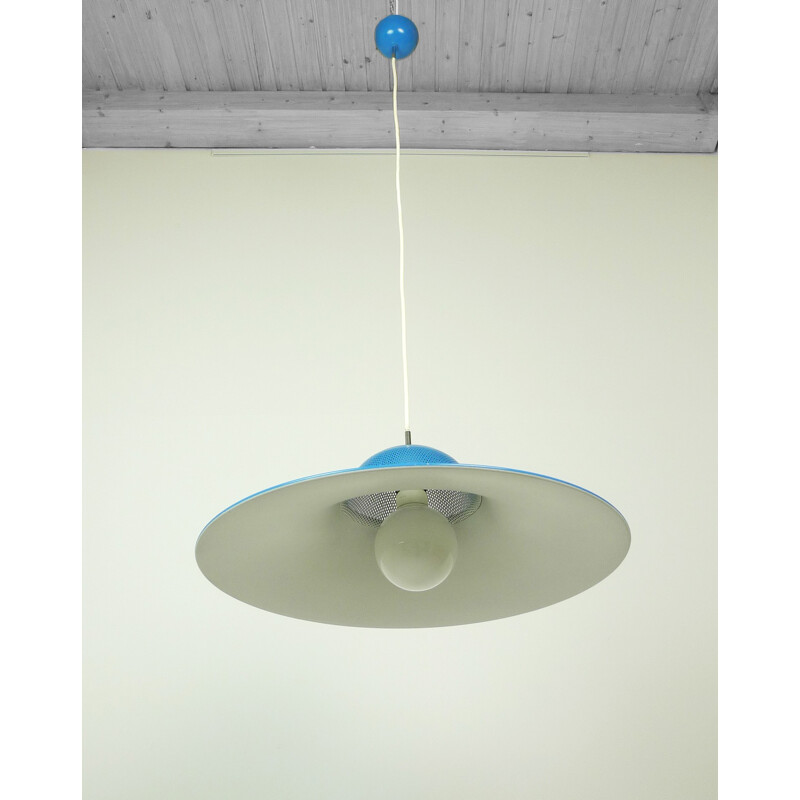 Danish "Tulip" hanging lamp in blue metal - 1960s