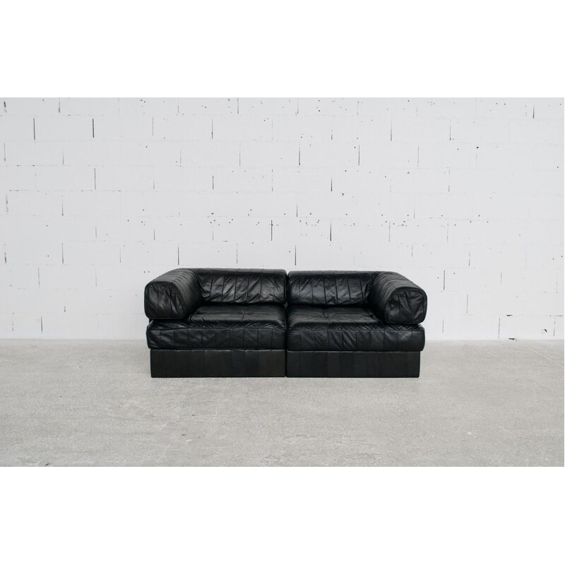 Vintage De Sede Ds-88 sofa in black leather, 1970s