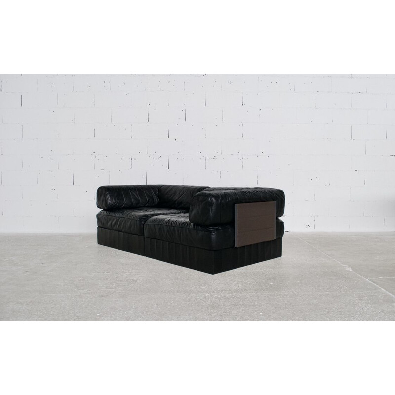 Vintage De Sede Ds-88 sofá de couro preto, 1970
