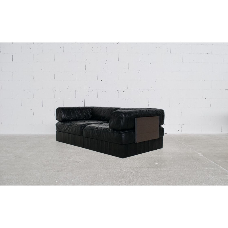 Vintage De Sede Ds-88 sofa in black leather, 1970s