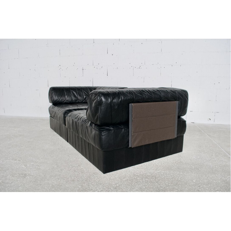 Vintage-Sofa De Sede Ds-88 aus schwarzem Leder, 1970