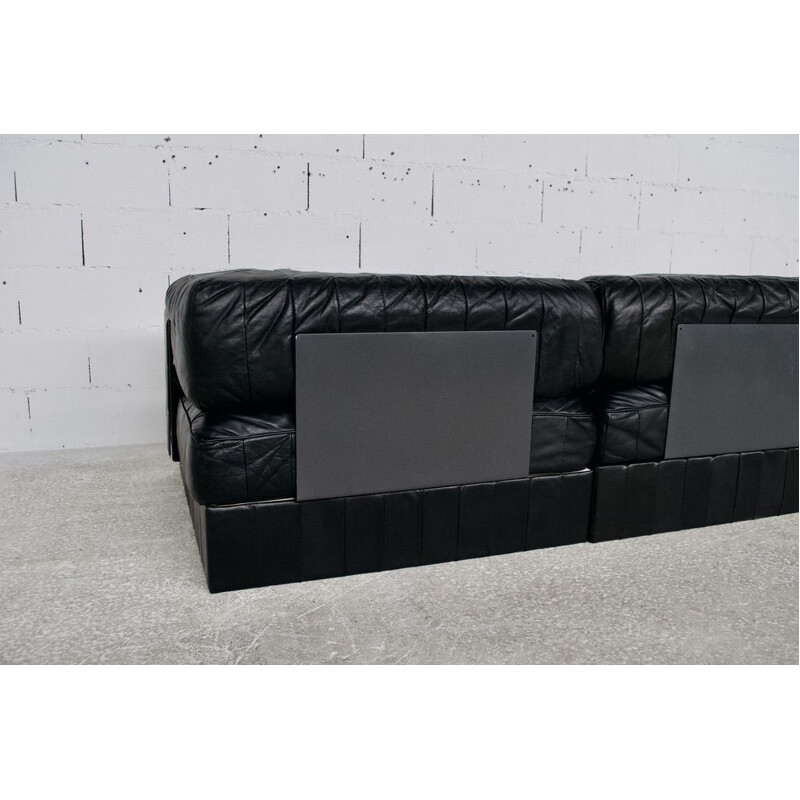 Vintage De Sede Ds-88 sofa in black leather, 1970s