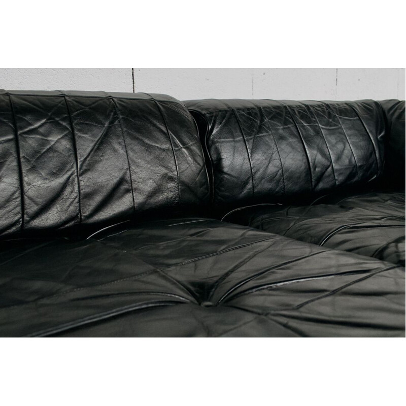 Vintage De Sede Ds-88 sofa in black leather, 1970s