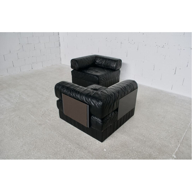 Vintage De Sede Ds-88 sofa in black leather, 1970s