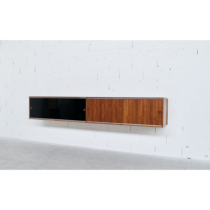 Vintage hanging teak sideboard by ARP, Guariche, Motte and Mortier, 1960s