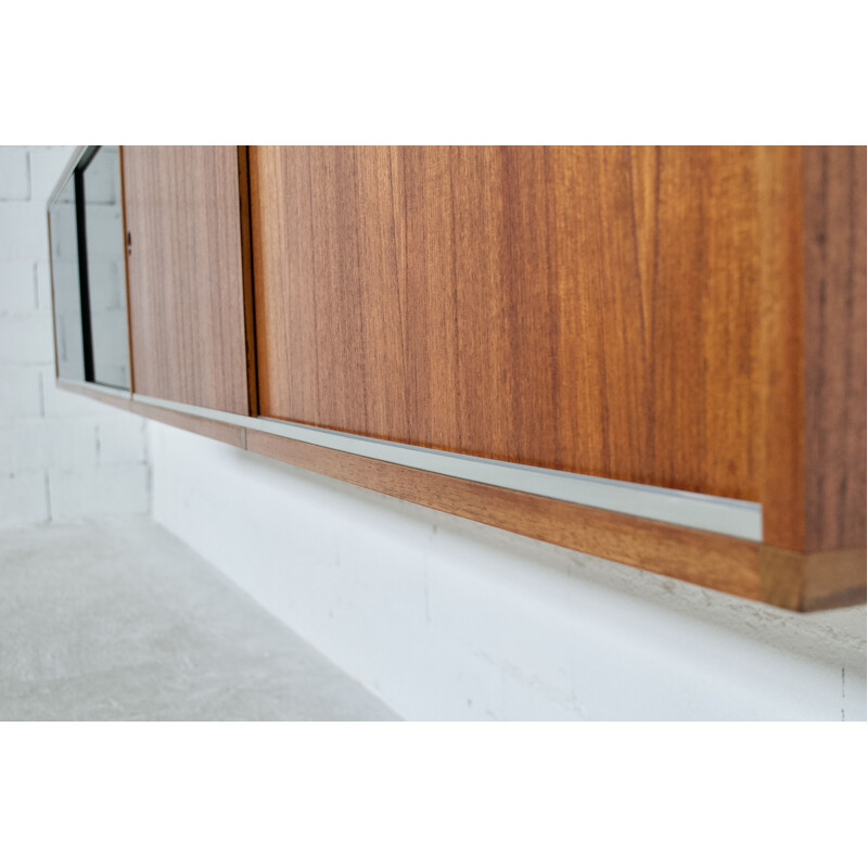 Vintage hanging teak sideboard by ARP, Guariche, Motte and Mortier, 1960s