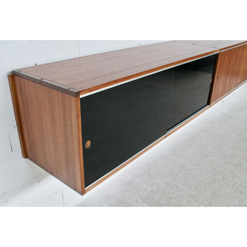 Vintage hanging teak sideboard by ARP, Guariche, Motte and Mortier, 1960s