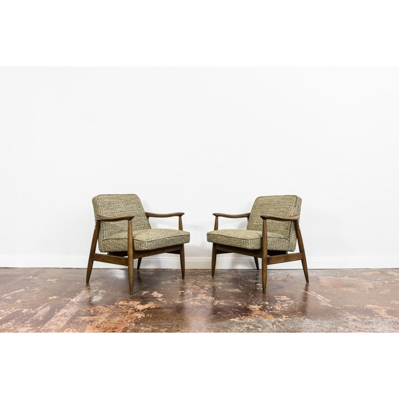 Pair of vintage Gfm 87 armchairs by Juliusz Kedziorek, 1960