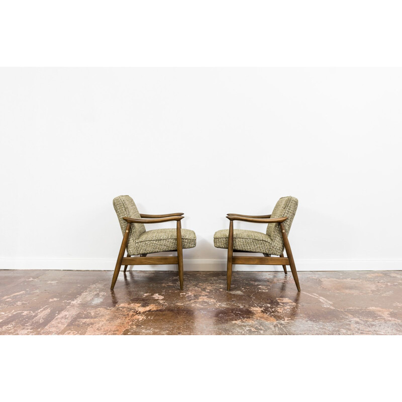 Pair of vintage Gfm 87 armchairs by Juliusz Kedziorek, 1960