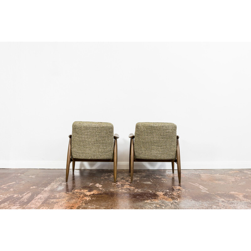 Pair of vintage Gfm 87 armchairs by Juliusz Kedziorek, 1960