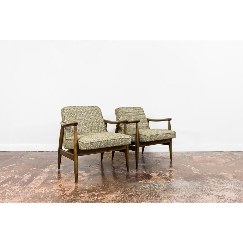 Pair of vintage Gfm 87 armchairs by Juliusz Kedziorek, 1960